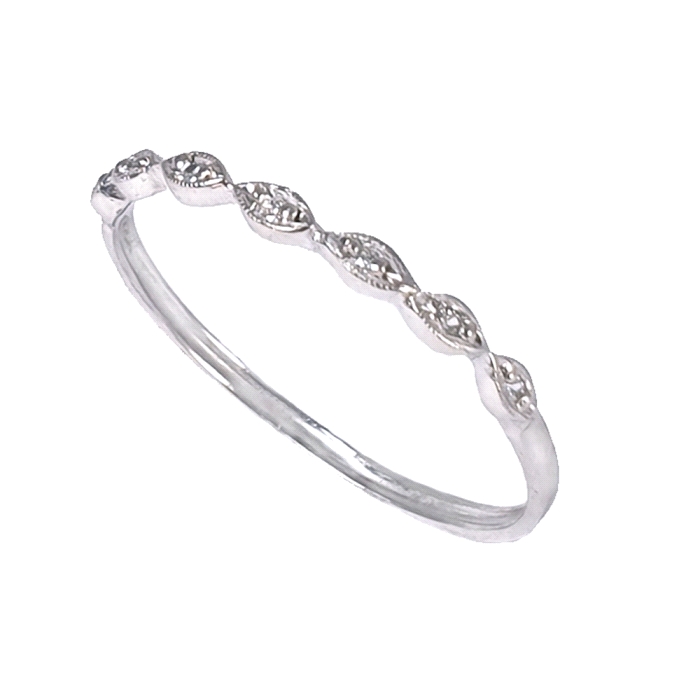 Anillo media alianza oro 18 kt diamantes 0.03 ct