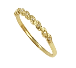 Anillo media alianza oro 18 kt diamantes 0.04 ct
