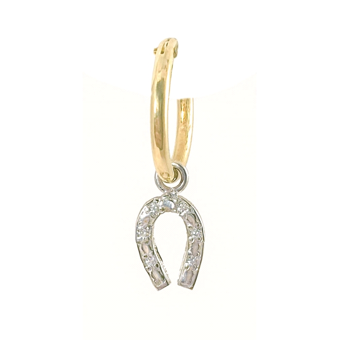 Aros con herradura oro 18 kt diamantes 0.05 ct