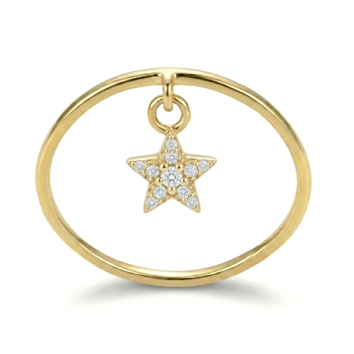 ANILLO CON ESTRELLA ORO 18 KT DIAMANTES 0.035 CT