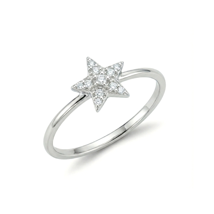 Anillo estrella oro 18 kt diamantes