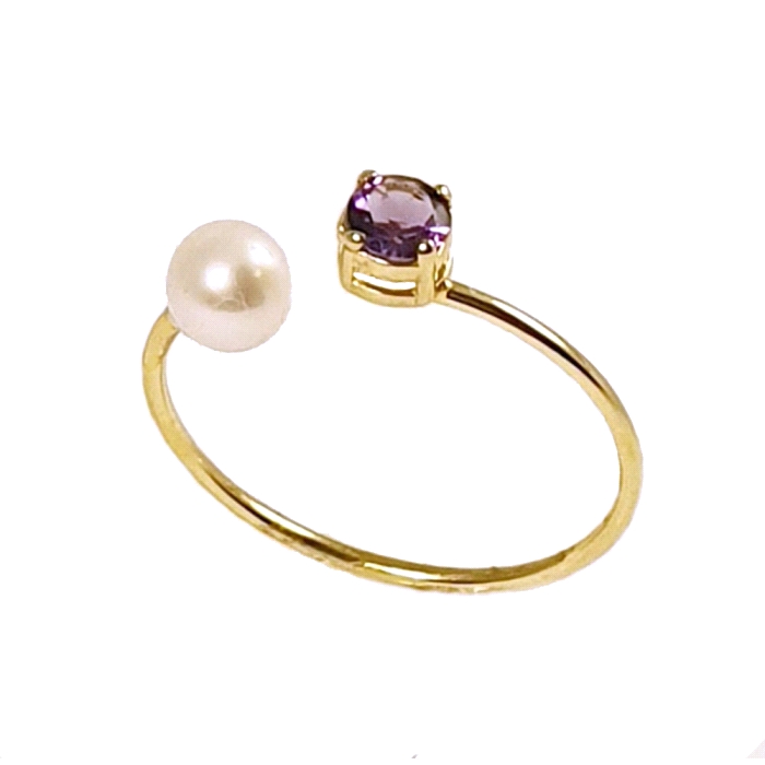 ANILLO ORO 18 KT COLOR FINO Y PERLA