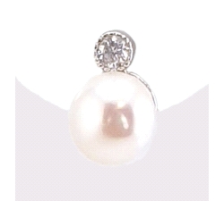 PEND. ORO 18 KT 0.13 CT DIAMANTES  PERLA