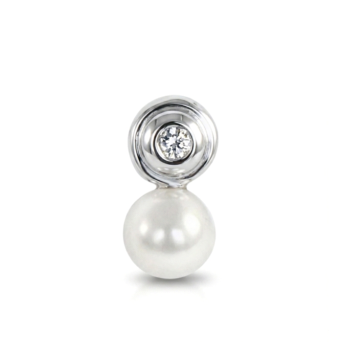 Pendientes niña oro 18 kt diamantes perla