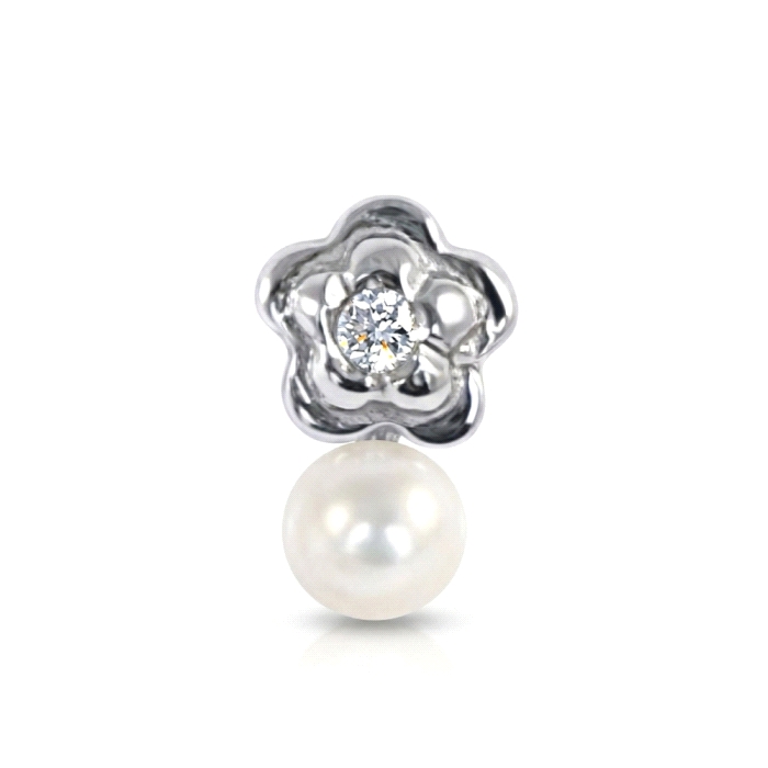 Pendientes niña oro 18 kt diamantes perla