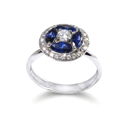 ANILLO ORO 18 KT ZAFIRO  0.24 CT BRILLANTE