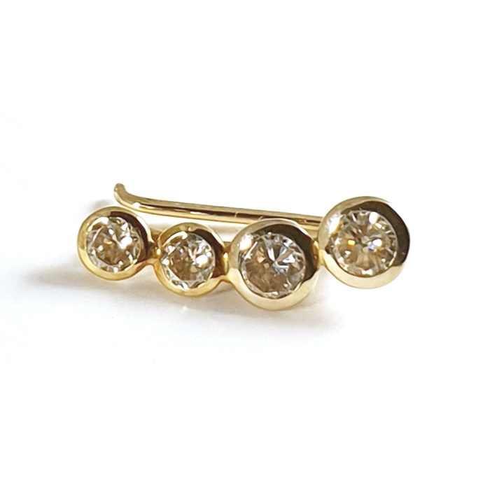 Pendientes trepador redondo oro 18 kt circonitas