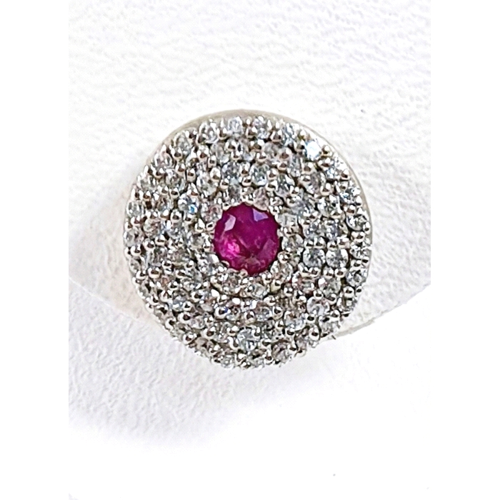 Pendientes oro 18 kt rubi fino diamantes