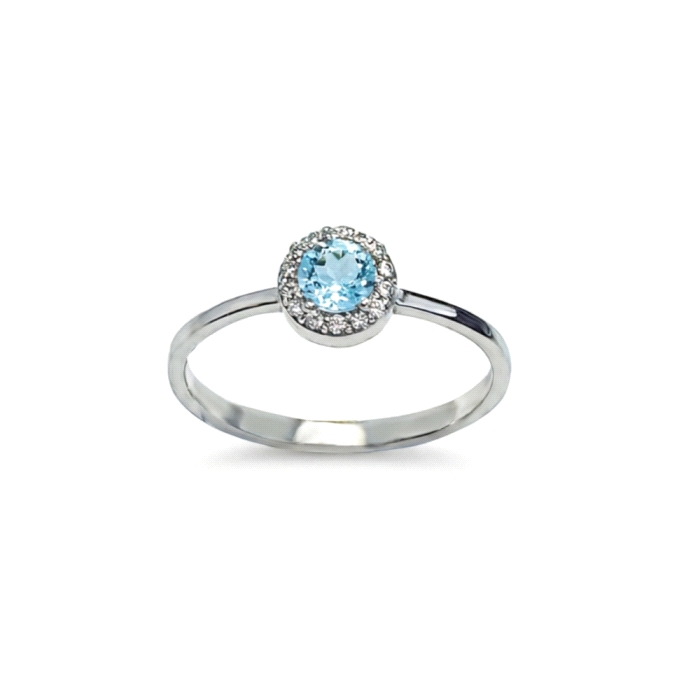 Anillo oro 18 kt aguamarina 0.07 ct  diamantes