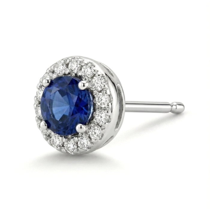 Pendientes oro 18 kt  zafiro fino diamantes