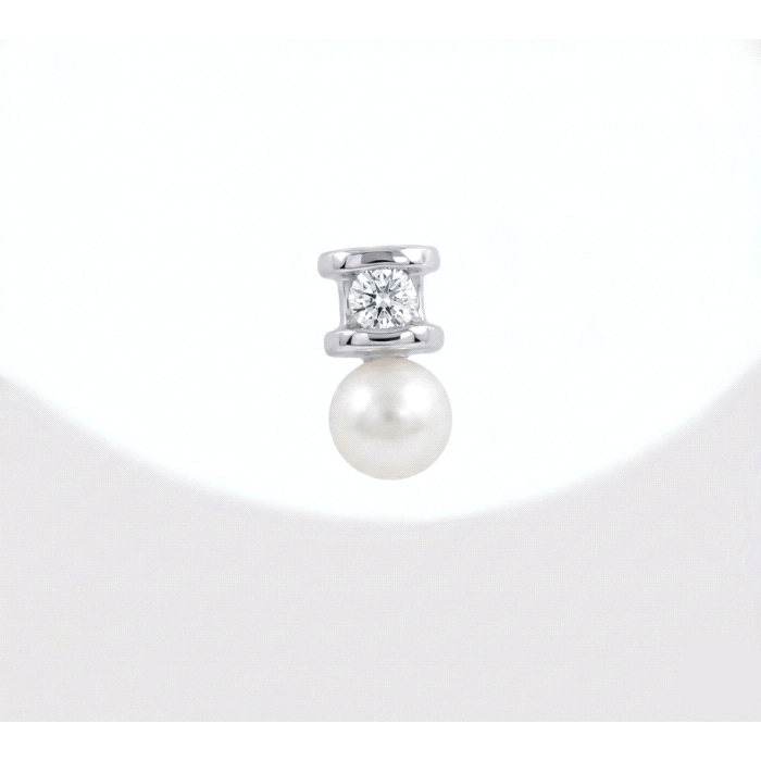 Pendientes niña oro 18 kt diamantes perla