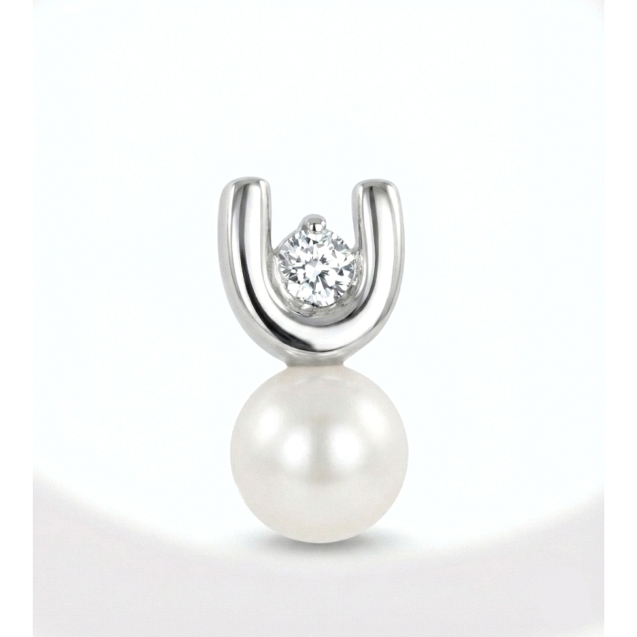 Pendientes niña oro 18 kt diamantes perla