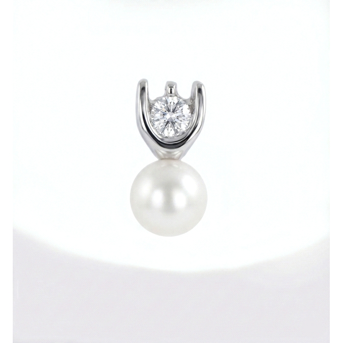 Pendientes niña oro 18 kt diamantes perla