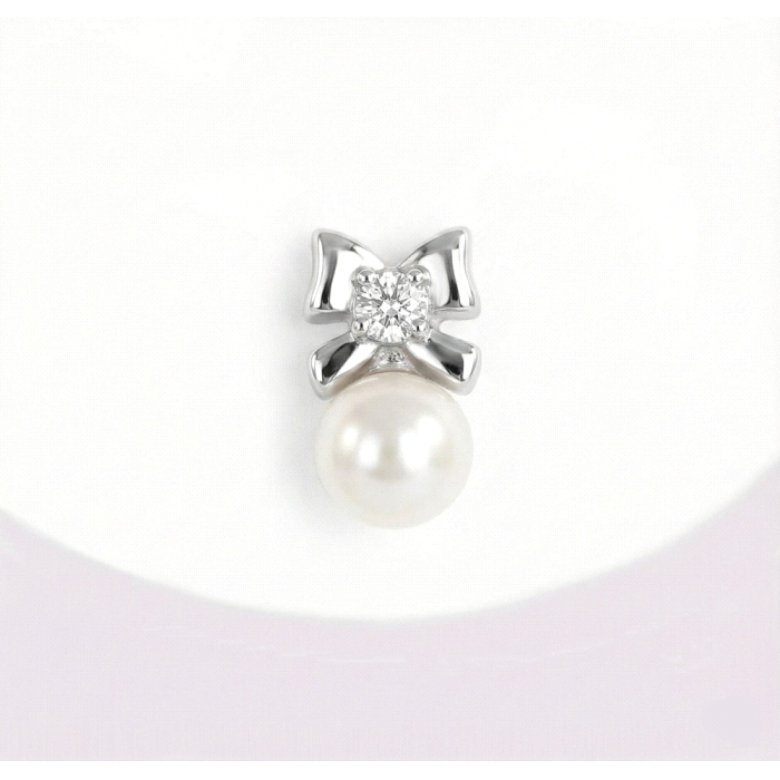 Pendientes niña oro 18 kt diamantes perla