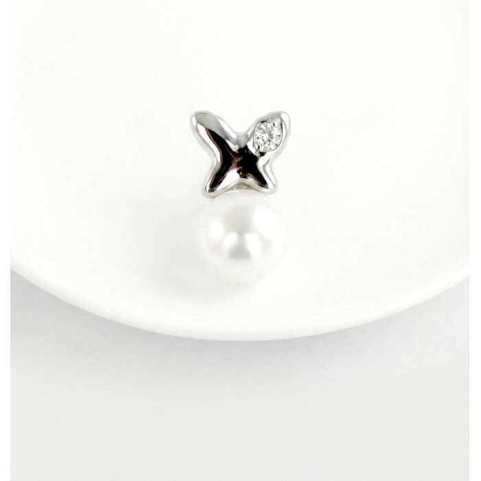 Pendientes niña oro 18 kt diamantes perla