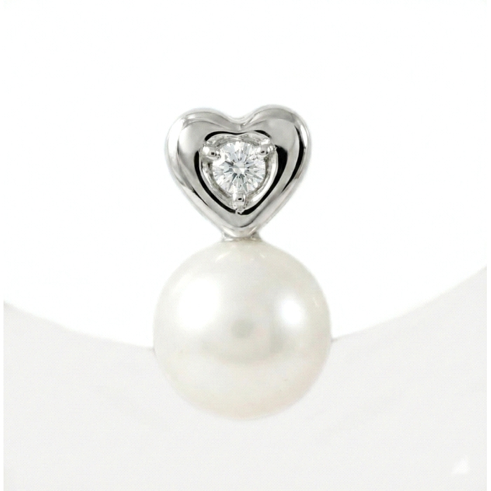 Pendientes  corazón  oro 18 kt diamantes perla