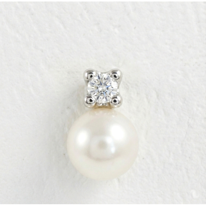 Pendientes niña oro 18 kt diamantes perla