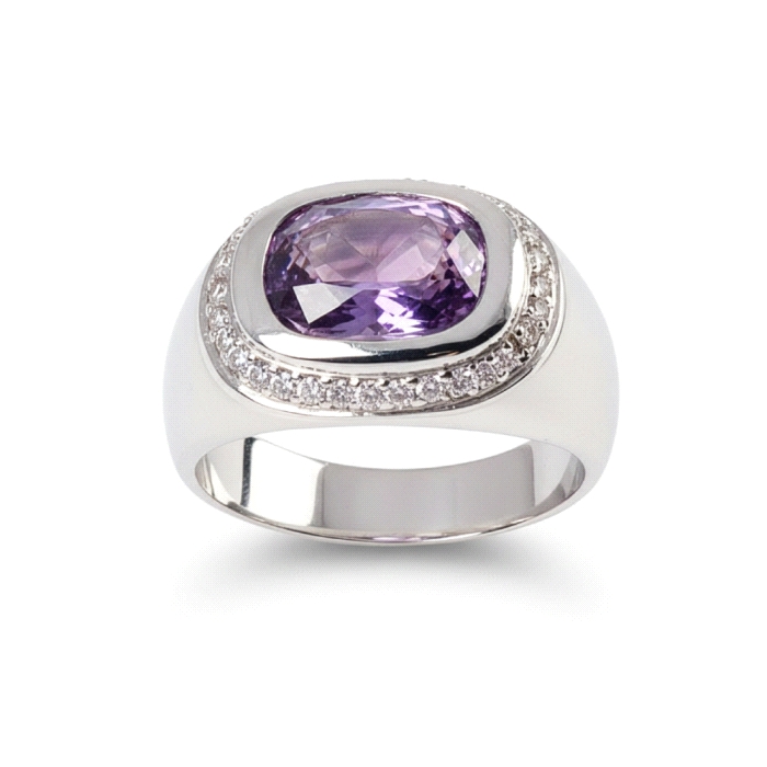 Anillo oro 18 kt semipreciosa diamantes