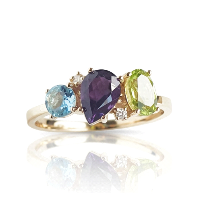 Anillo oro 18 kt color fino 0.03 ct diamante