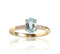 ANILLO ORO 18 KT TOPACIO AZUL CIRCONITA                                                             