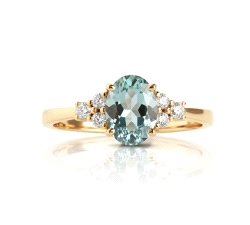 ANILLO ORO 18 KT TOPACIO AZUL CIRCONITA                                                             