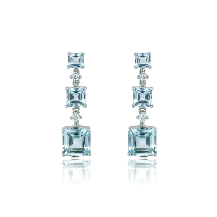 Pendientes oro 18 kt topacio 0.06 ct diamantes