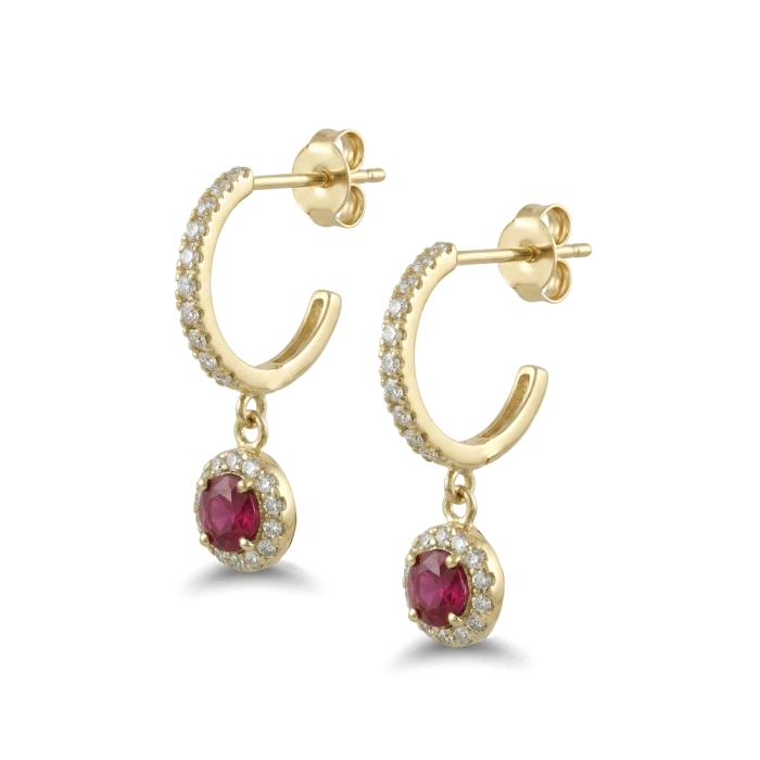 Pendientes aro oro 18 kt   color fino 0.34 ct diamantes