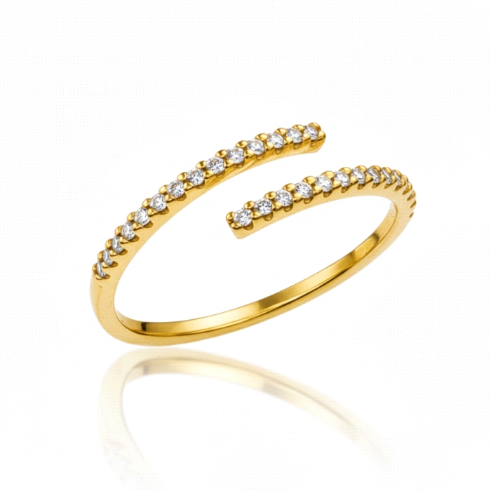 Anillo hojas  oro 18 kt 0.13 ct diamantes