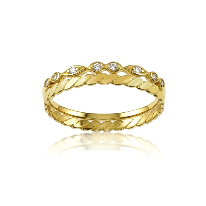 ANILLO MEDIA ALIANZA ORO 18 KT CIRCONITAS