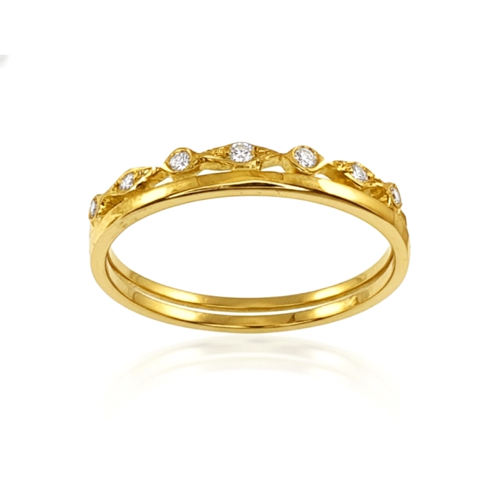 ANILLO MEDIA ALIANZA ORO 18 KT CIRCONITAS