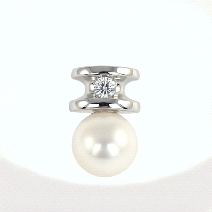 Pendientes niña oro 18 kt diamantes perla