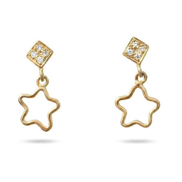 Pendientes oro 18 kt  0.08 ct diamantes