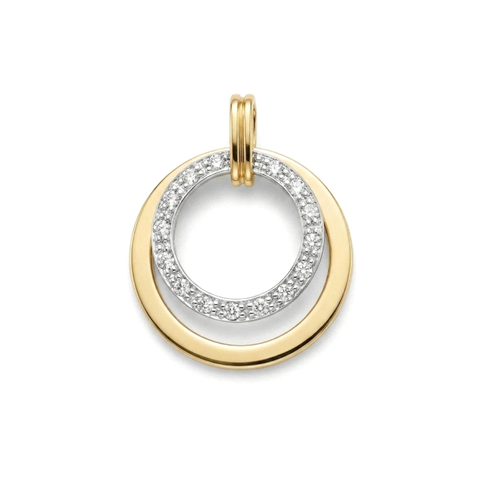Colgante bicolor oro 18 kt circonitas