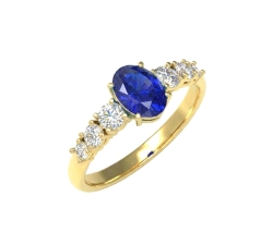ANILLO ORO 18 KT 0.40 CT DIAMANTES ZAFIRO