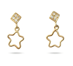 PENDIENTES  ORO 18 KT 0.08 CT DIAMANTES