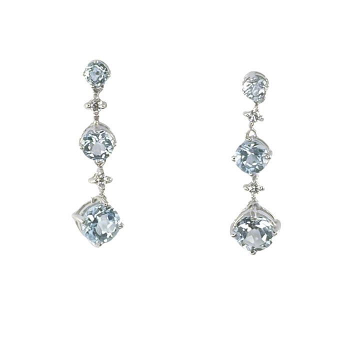 Pendientes oro 18 kt aguamarina, 0.06 ct diamantes