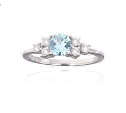 ANILLO ORO 18 KT.AGUAMARINA 0.24 CT DIAMOND