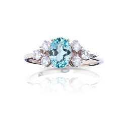 ANILLO ORO 18 KT AGUAMARINA 0.33 CT DIAMOND