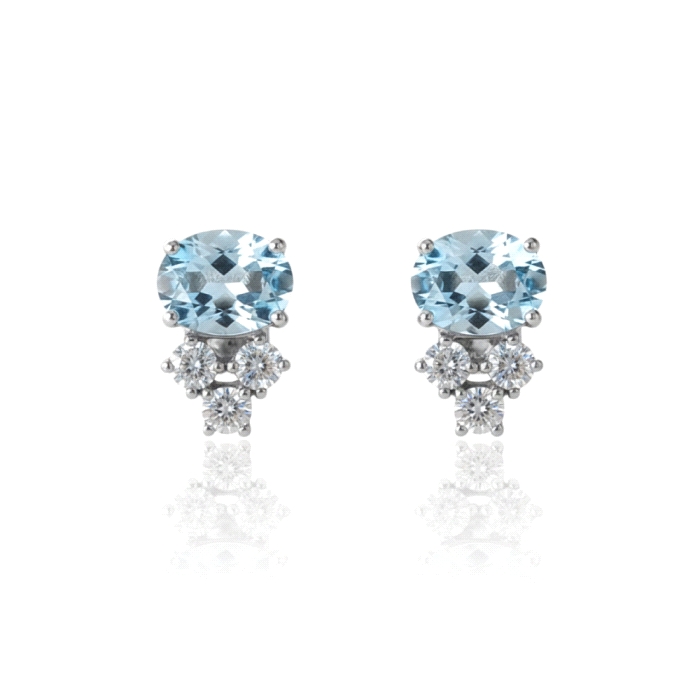 Pendientes oro 18 kt aguamarina 0.33 ct diamantes