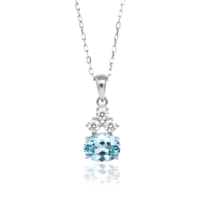 Colgante oro 18 kt aguamarina 0.17 ct diamantes