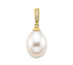 COLGANTE 18 KT 0.02 CT DIAMOND PEARL