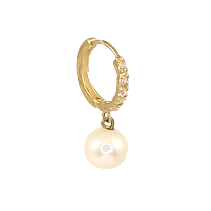 Aro oro 18 kt  0.15 ct diamante perla