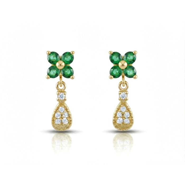 Pendientes oro 18 kt color fino 0.08 ct diamantes