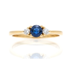 ANILLO ORO 18 KT ZAFIRO 0.10 CT DIAMANTE