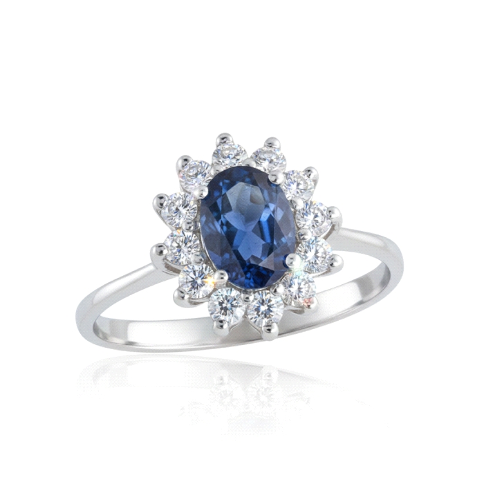 Anillo oro 18kt zafiro 0.36 ct diamantes