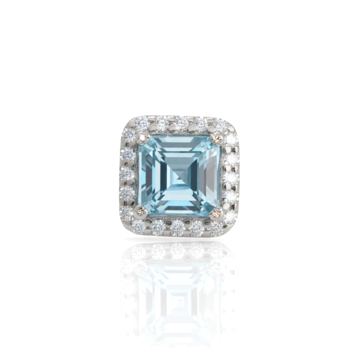 Pendientes oro 18 kt aguamarina 0.20 ct diamante