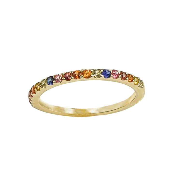 Anillo oro 18 kt zafiros de color