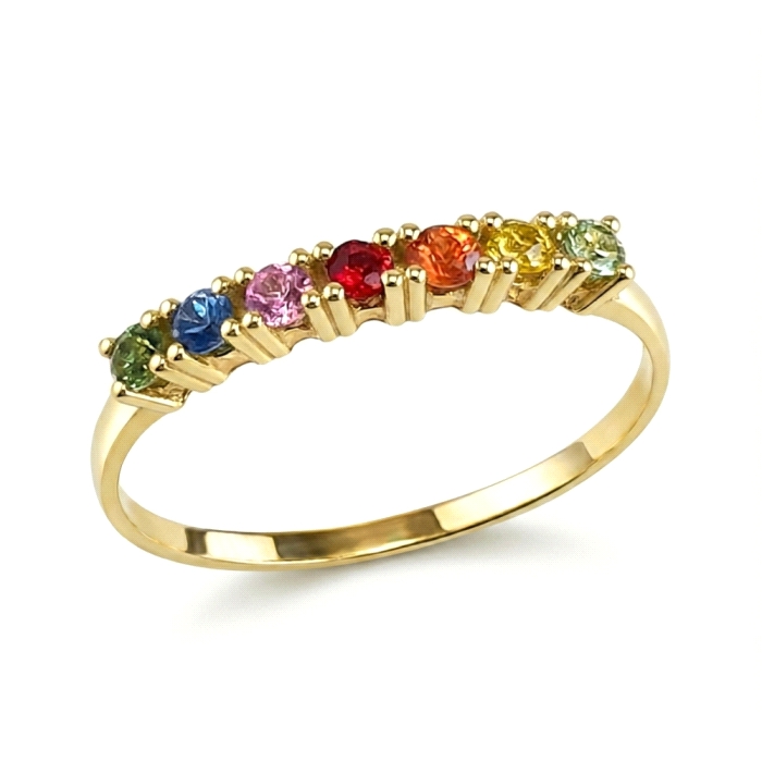 Anillo oro 18 kt zafiros de color finos