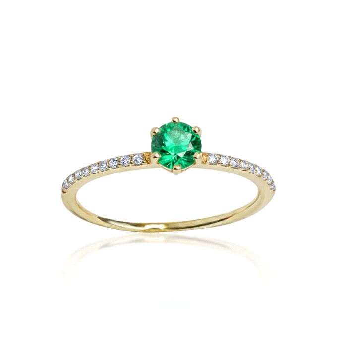 Anillo redondo oro 18 kt color fino 0.11 ct diamantes