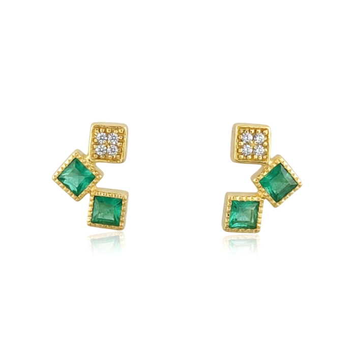 Pendientes oro 18 kt color fino 0.04 ct diamantes